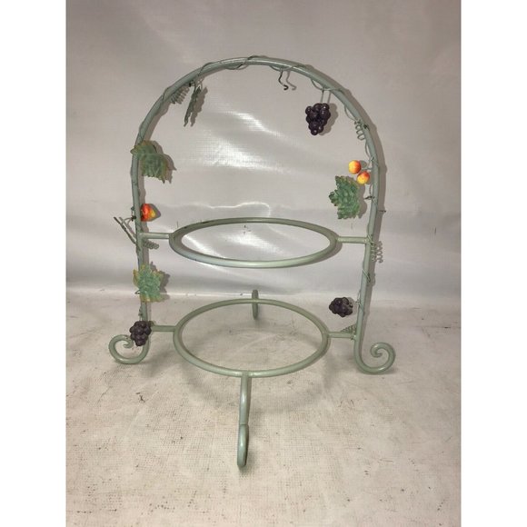GRAPE VINE PLATE HOLDER Green Coated Metal Wire Picnic Buffet - Picture 1 of 8